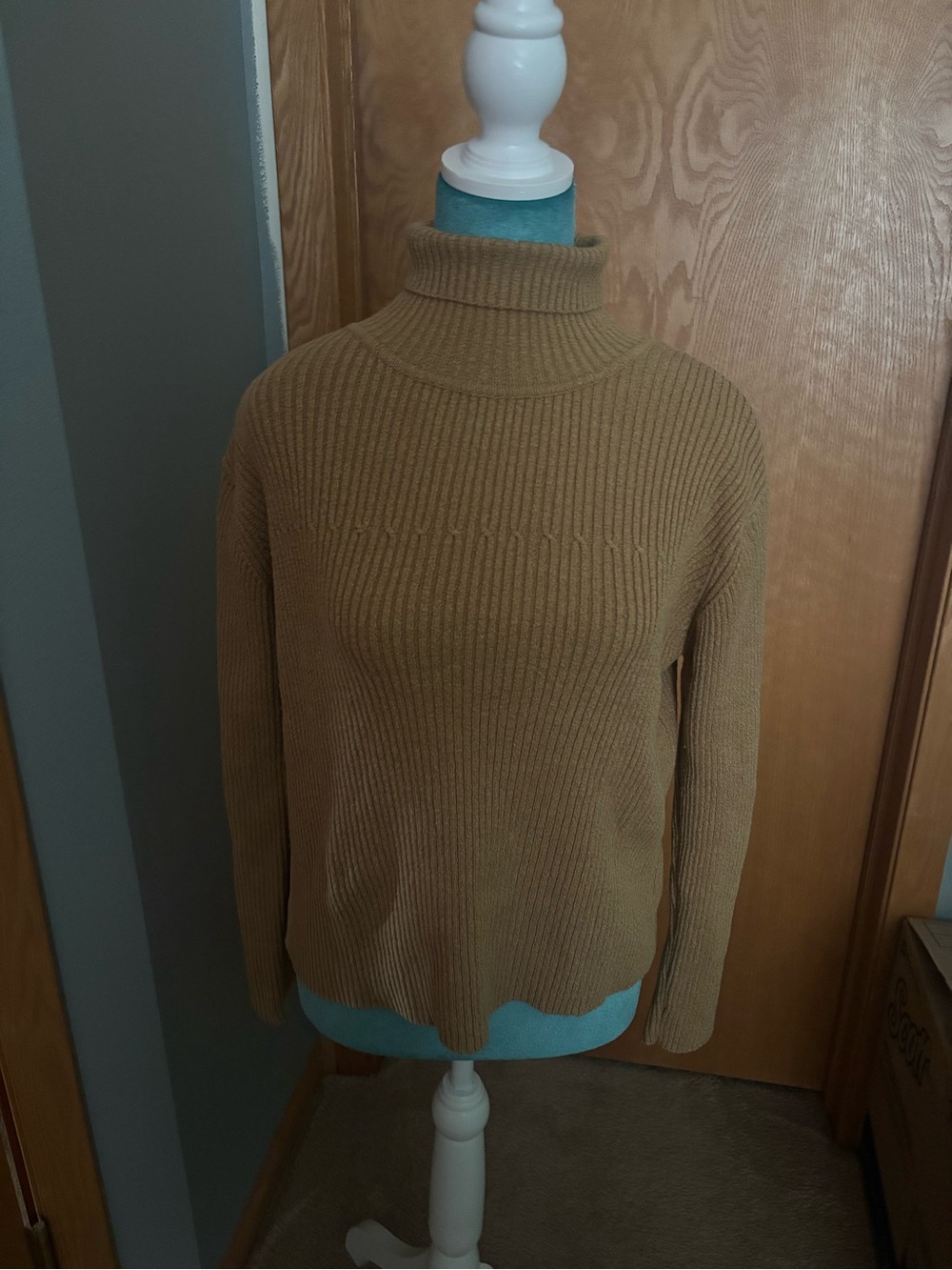 Columbia Women’s Camel Ribbed Turtleneck Sweater